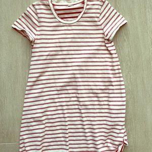 Red White Stripe Madewell T Shirt Dress XS